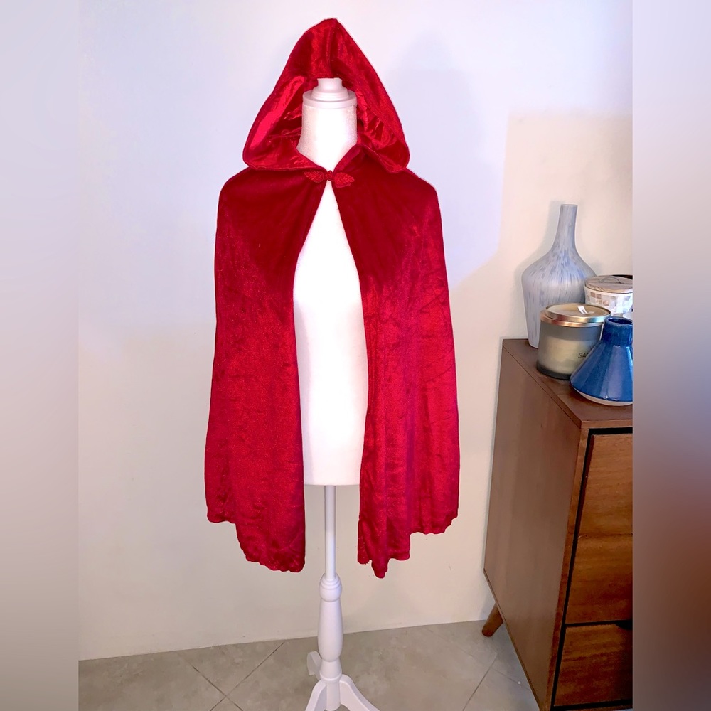 Red Velvet Hooded Cloak Costume Sz S/M